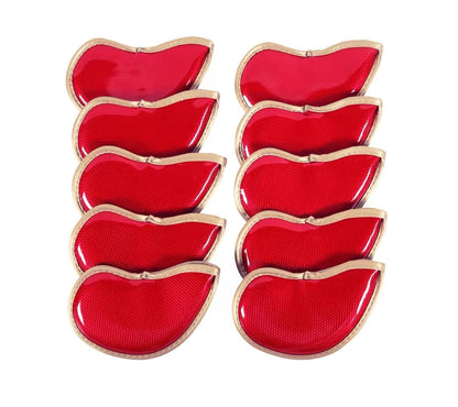 Leather Golf Club Headcovers Irons Set 10 Pcs Club Iron Head Covers in Red Golf FoneFunShop   