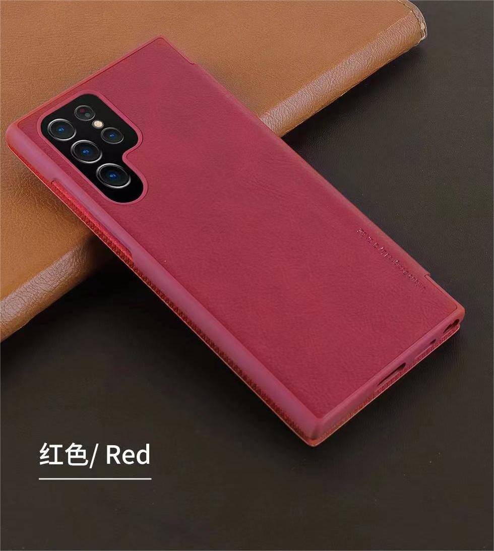 Case For Samsung S23 G Case PU Leather Flip in Red Case Cover FoneFunShop   