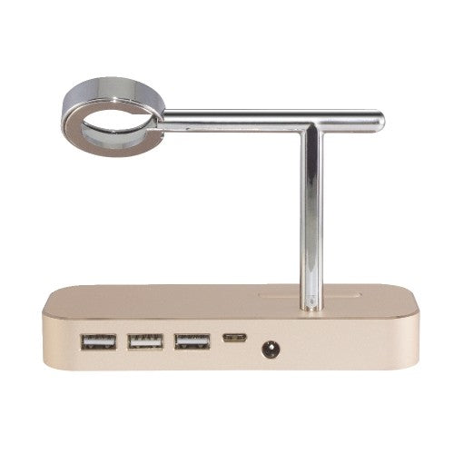 Stand For iPhone Apple Watch Coteetci Aluminium Base Hub Charging Dock Gold  FoneFunShop   