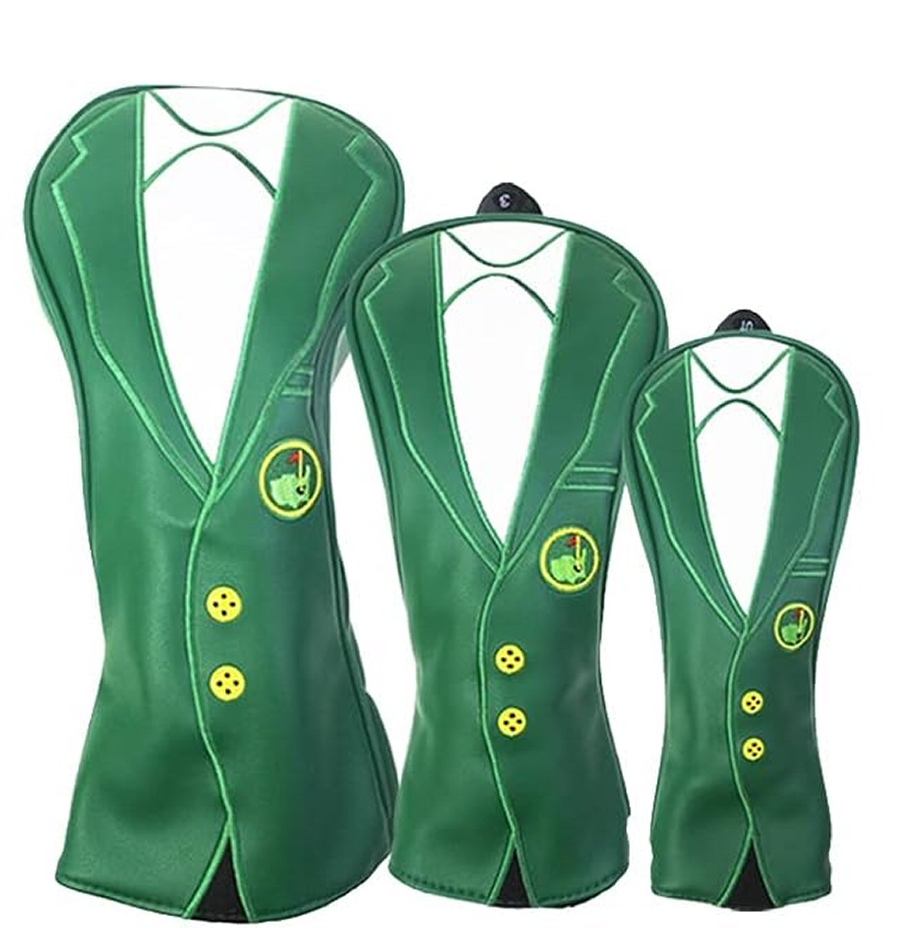 Green Jacket Design Driver #1 #3 #5 Headcovers 3Pcs Golf FoneFunShop   