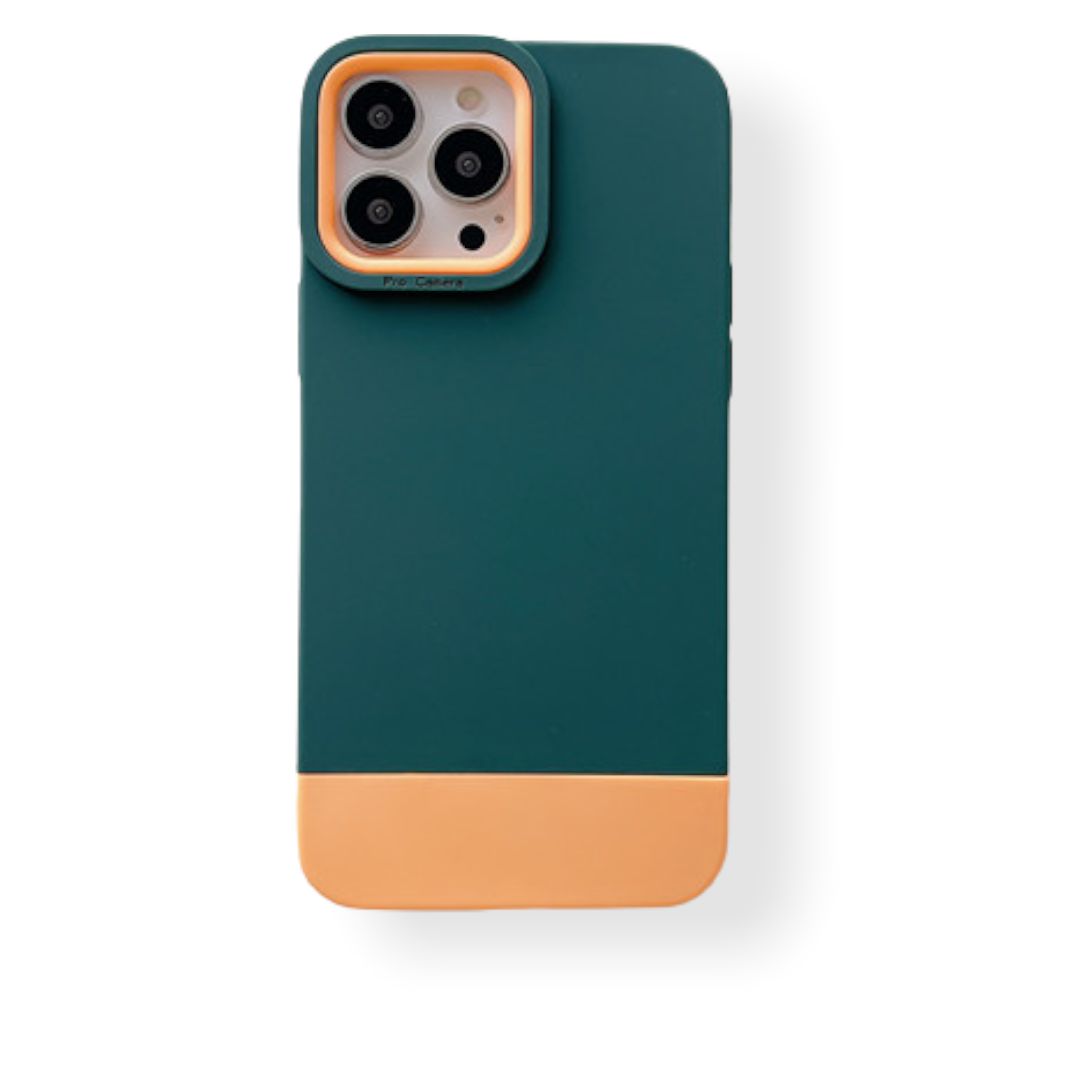 Case For iPhone 13 3 in 1 Designer in Green Orange Case Cover FoneFunShop   