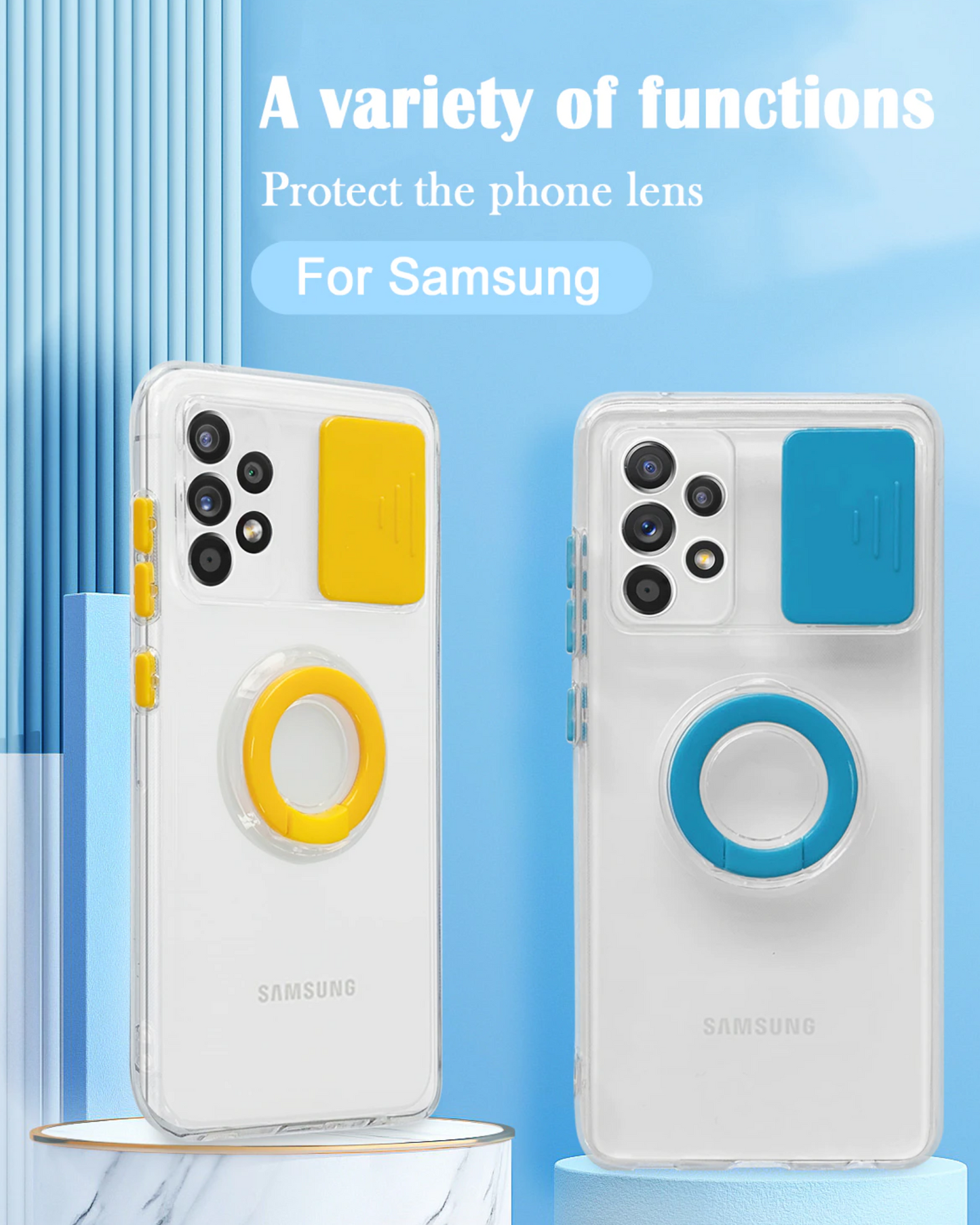 Case For Samsung S21 Ultra G998B Yellow With Camera Protection Hand Ring Case Cover FoneFunShop   