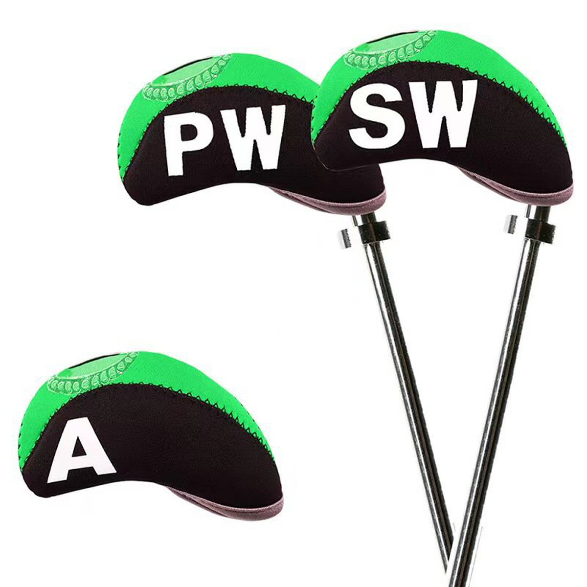 Golf Club Iron Head Covers Protector Headcover with window Set in green 10 Pcs Golf FoneFunShop   