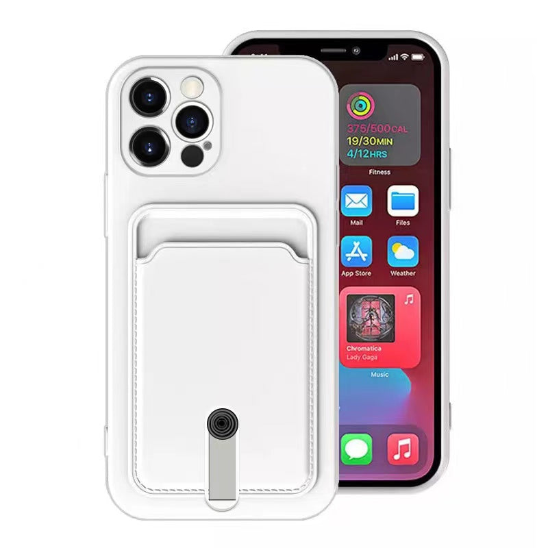 Case For iPhone 15 Pro Silicone Card Holder Protection in White Case Cover FoneFunShop   