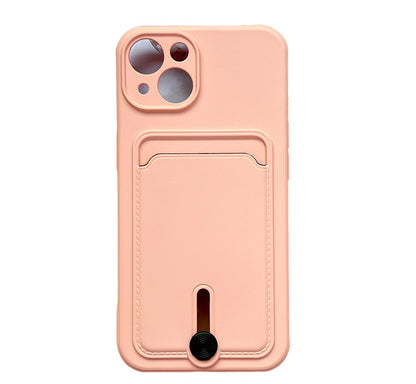 Case For iPhone 15 Silicone Card Holder Protection in Pink Case Cover FoneFunShop   