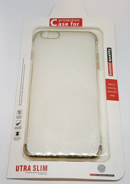 Case For iPhone 6s Plus Clear With Gold Trim and Gold Buttons Case Cover FoneFunShop   