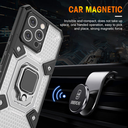 Case For iPhone 13 Shockproof Case with Magnetic Ring Holder Grey Case Cover FoneFunShop   