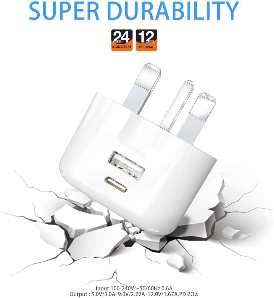 20W Fast Charge Plug Dual USB Port USB-C & USB-A QC3.0 PD20 Budi Power Adapter Budi FoneFunShop   