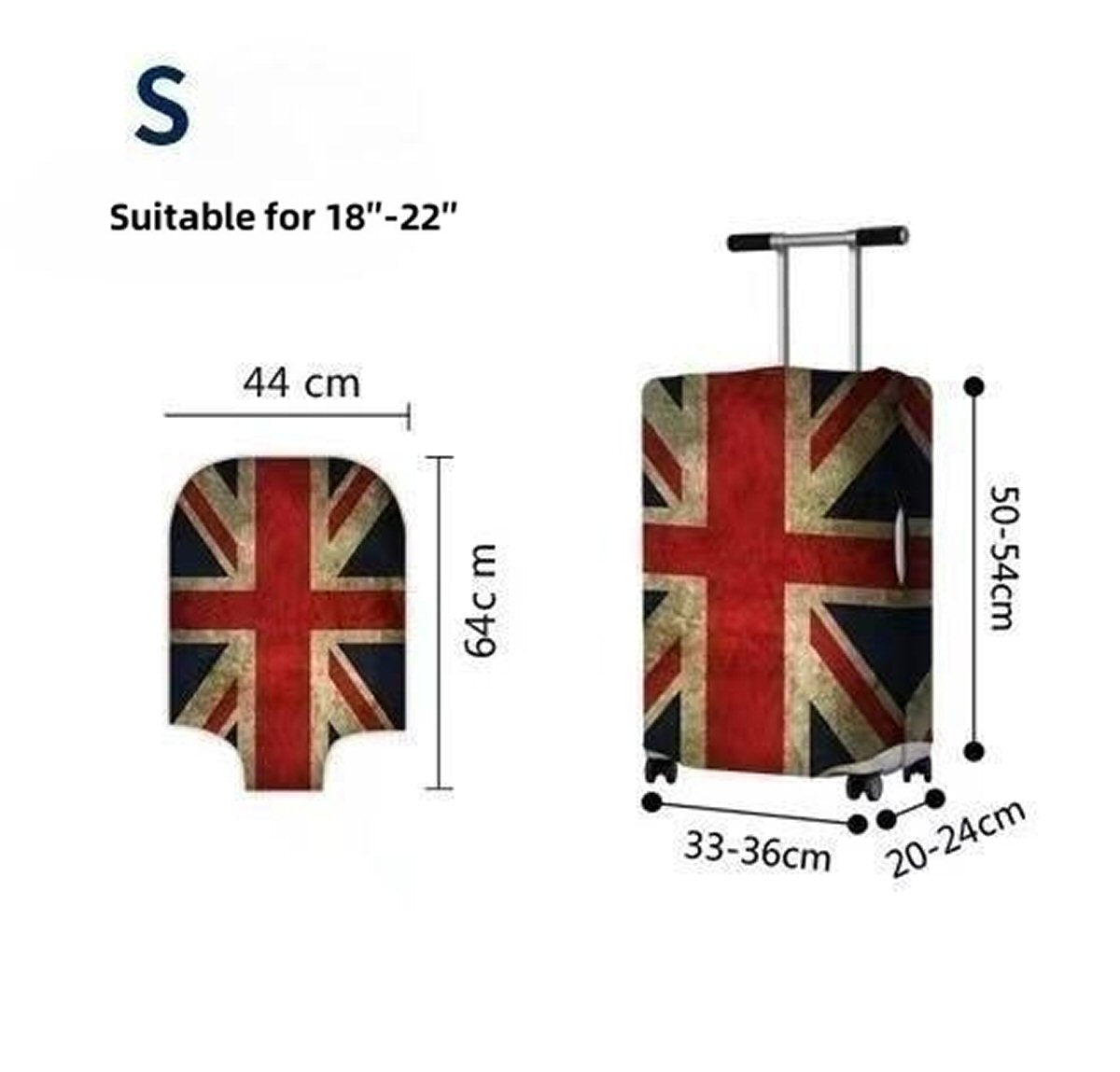 Suitcase Cover Protective Skin Elasticated Cover Union Jack 18x22 inch Small Suitcase Cover FoneFunShop   