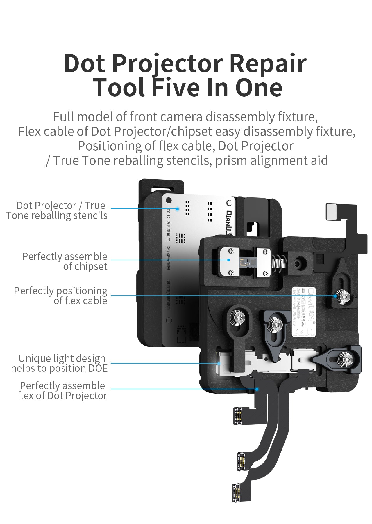 Dot Projector Flex Fixture Qianli DZJ1 Repair and Reballing Fixture Flex FoneFunShop   