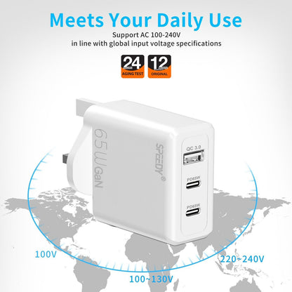 Plug For iPad MacBook Fast Charger 65W PD USB C USB QC Dual Port Charger FoneFunShop   