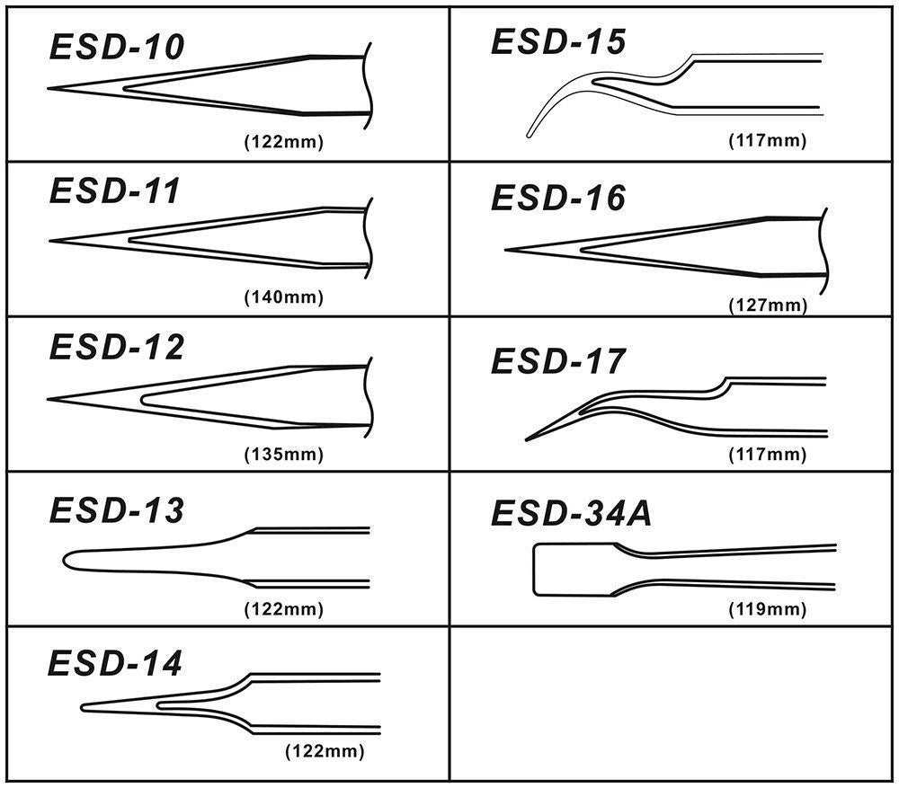 ESD Antistatic Tweezer Set Professional 9 Piece with Carry Case Case Cover FoneFunShop   