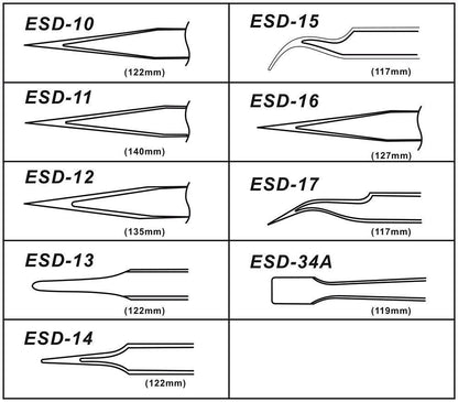 ESD Antistatic Tweezer Set Professional 9 Piece with Carry Case Case Cover FoneFunShop   