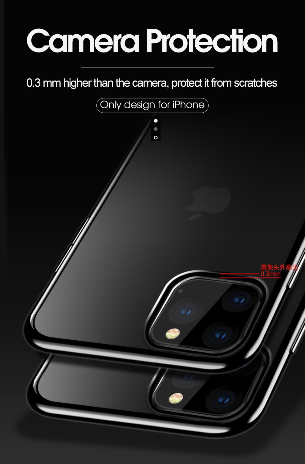 Case For iPhone 11 Pro Clear Silicone With Black Edge Case Cover FoneFunShop   