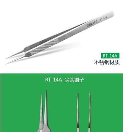 Tweezers For Phone Repair Relife RT14A IC Chip Precision Steel Tough Strong ic Chip FoneFunShop   