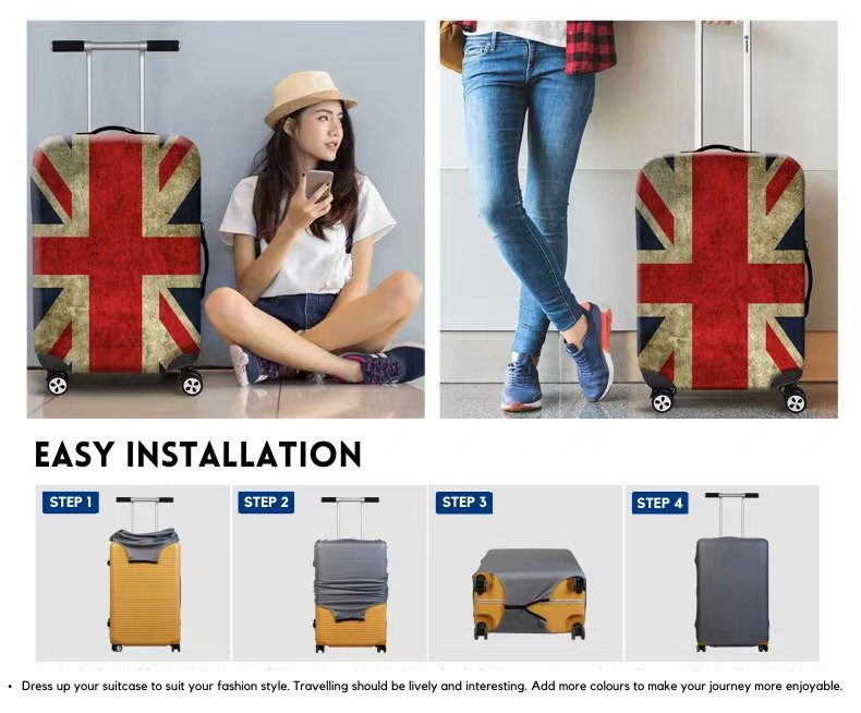 Suitcase Cover Protective Skin Elasticated Cover Union Jack 26x28 inch Large Suitcase Cover FoneFunShop   