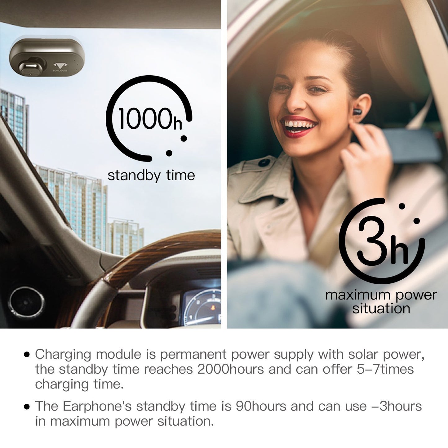 Bluetooth Earphone Solar Powered with In Car Solar Charging Dock  FoneFunShop   