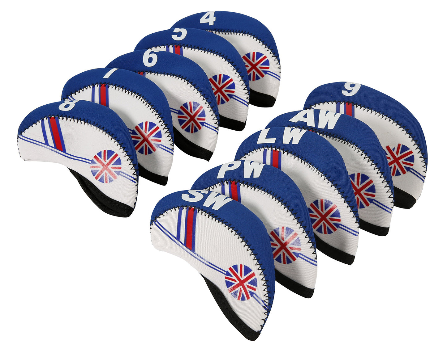 Golf Club Iron Head Covers Protector Headcover Set British in Blue 10 Pcs Golf FoneFunShop   