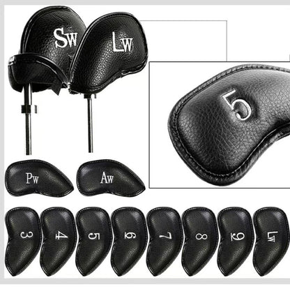 Leather Golf Club Headcovers Irons Set 12 Pcs Club Iron Head Covers in Blue Golf FoneFunShop   