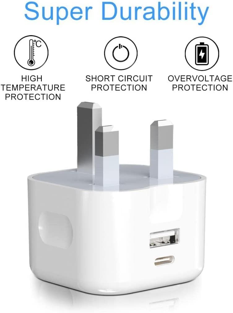 20W Fast Charge Plug Dual USB Port USB-C & USB-A QC3.0 PD20 Budi Power Adapter Budi FoneFunShop   