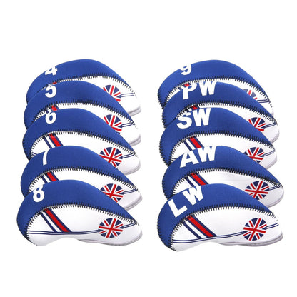 Golf Club Iron Head Covers Protector Headcover Set British in Blue 10 Pcs Golf FoneFunShop   