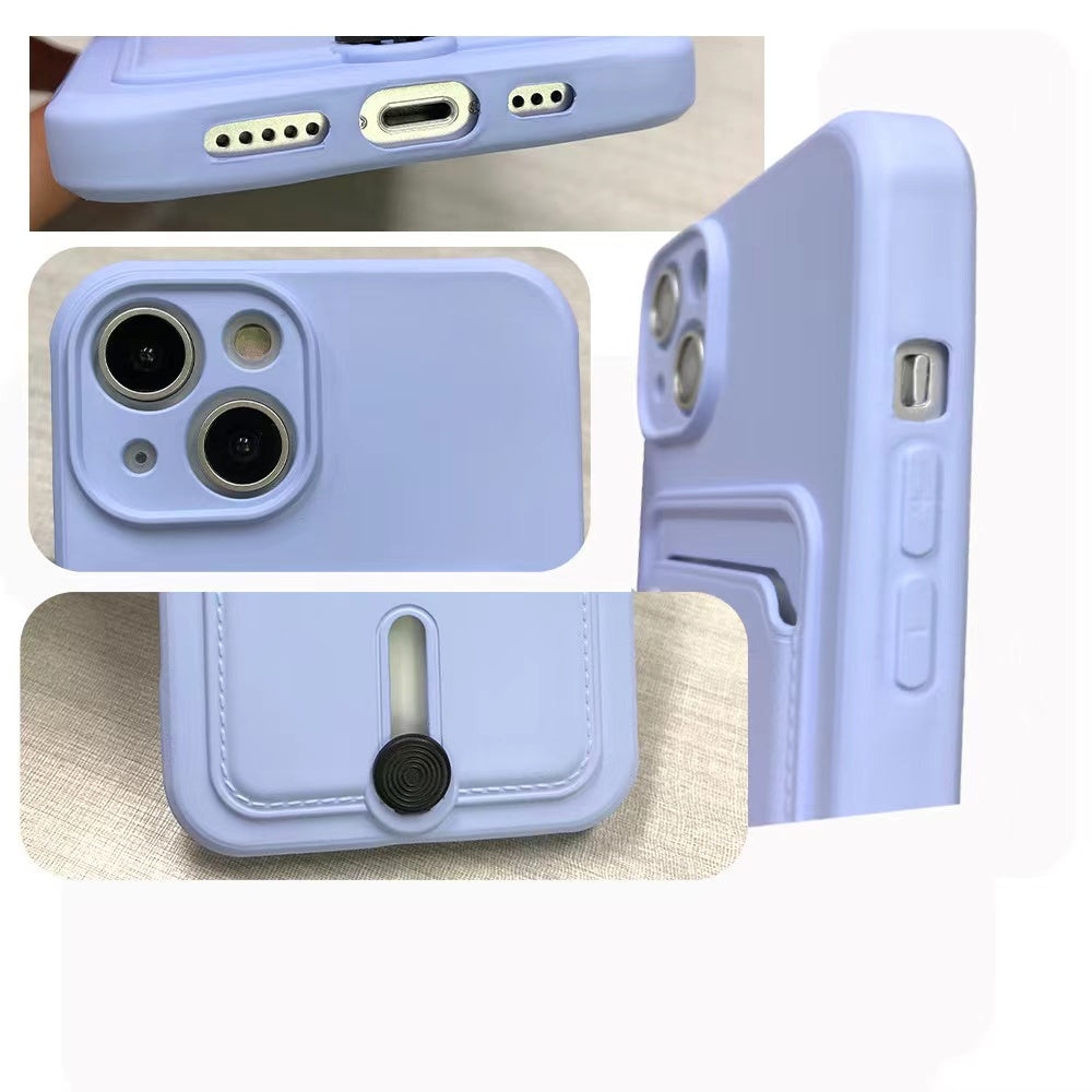 Case For iPhone 15 Silicone Card Holder Protection in Lavender Case Cover FoneFunShop   