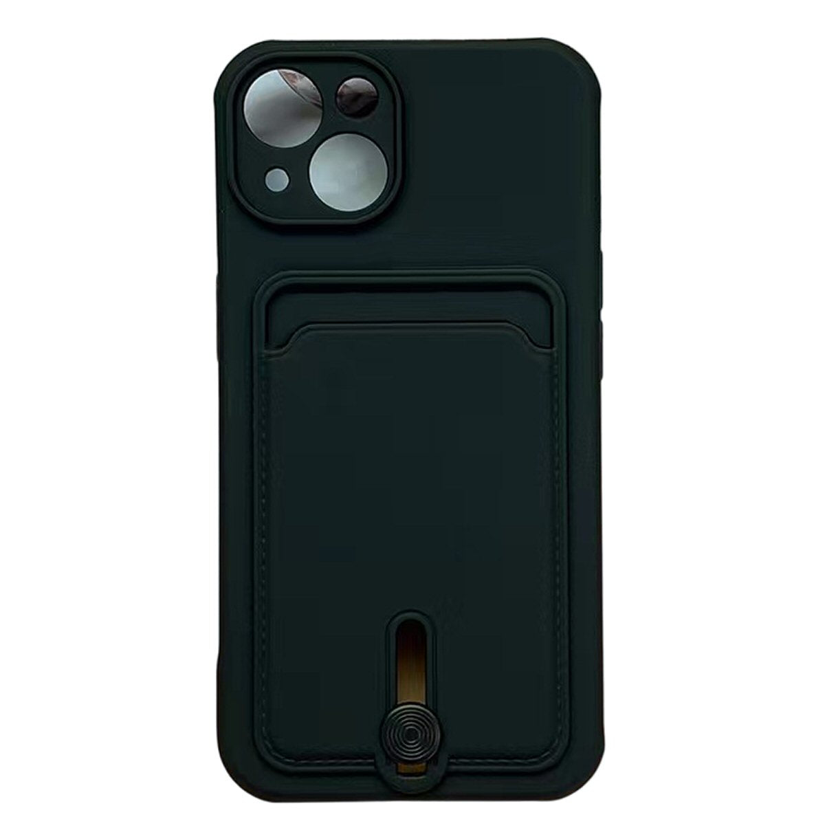 Case For iPhone 15 Silicone Card Holder Protection in Black Case Cover FoneFunShop   