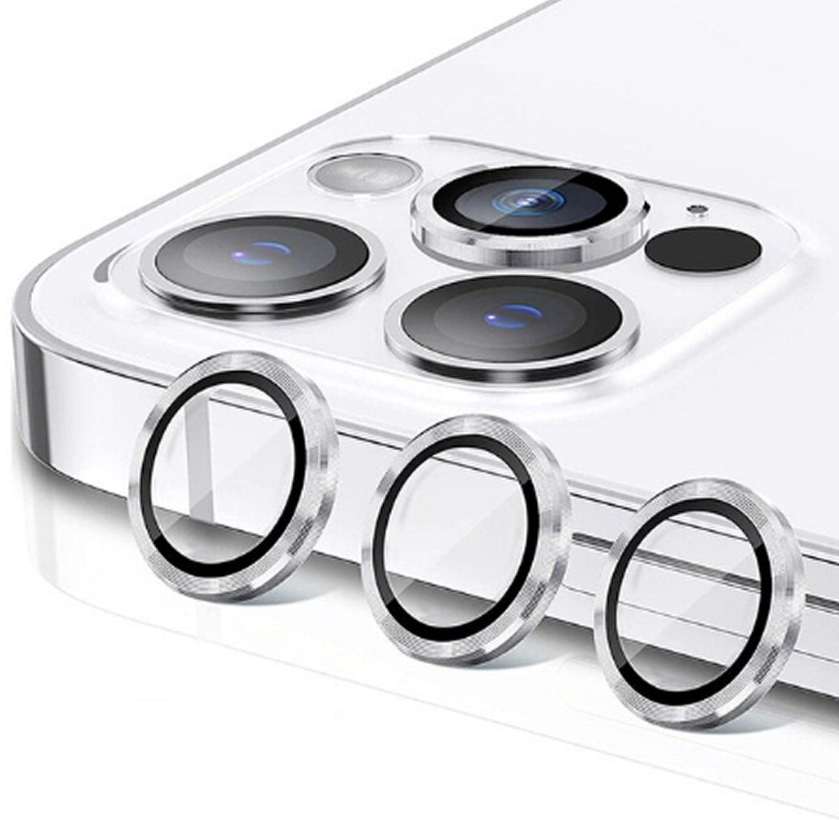 Camera Protectors For iPhone 13 13 Mini Set of 2 Silver Glass Camera FoneFunShop   