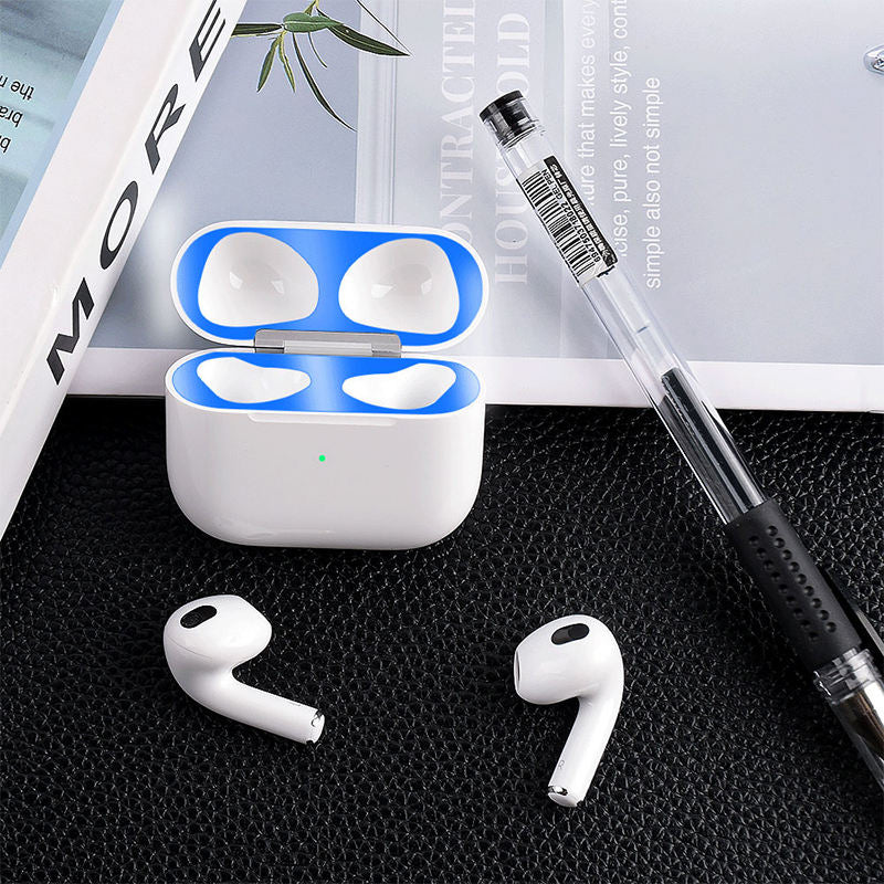 Seal Protection For Airpod 3 Metal Dust Proof Guard Sticker in Blue Protector FoneFunShop   