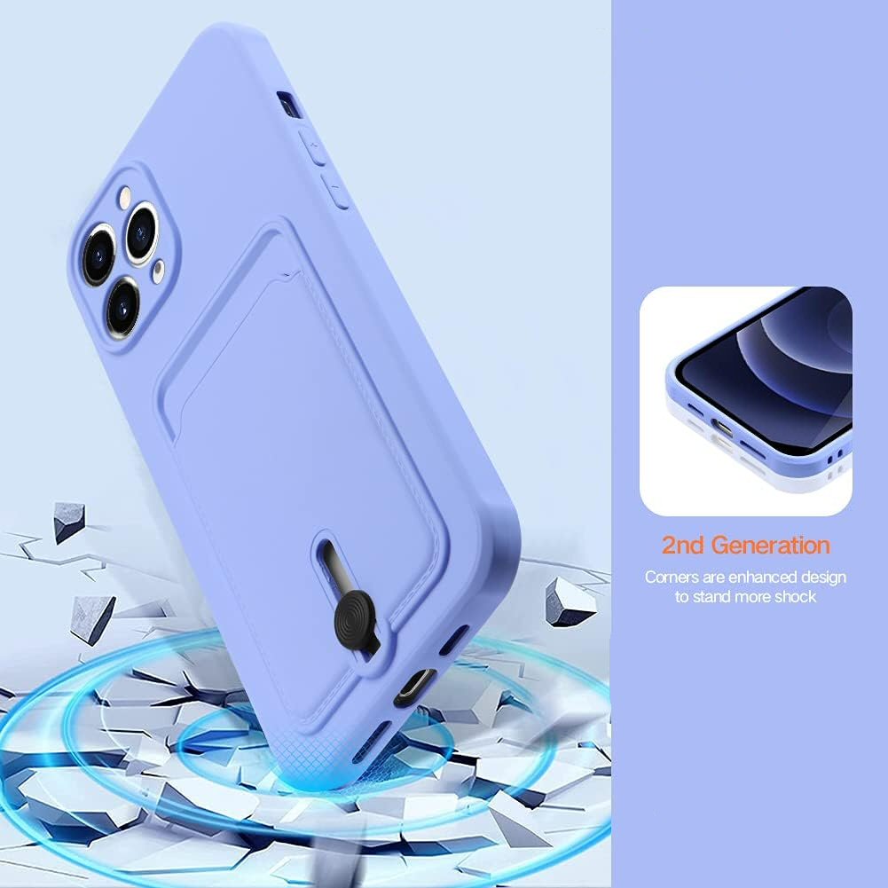 Silicone Card Holder Protection Case For iPhone 15 Pro Max in Plum Case Cover FoneFunShop   