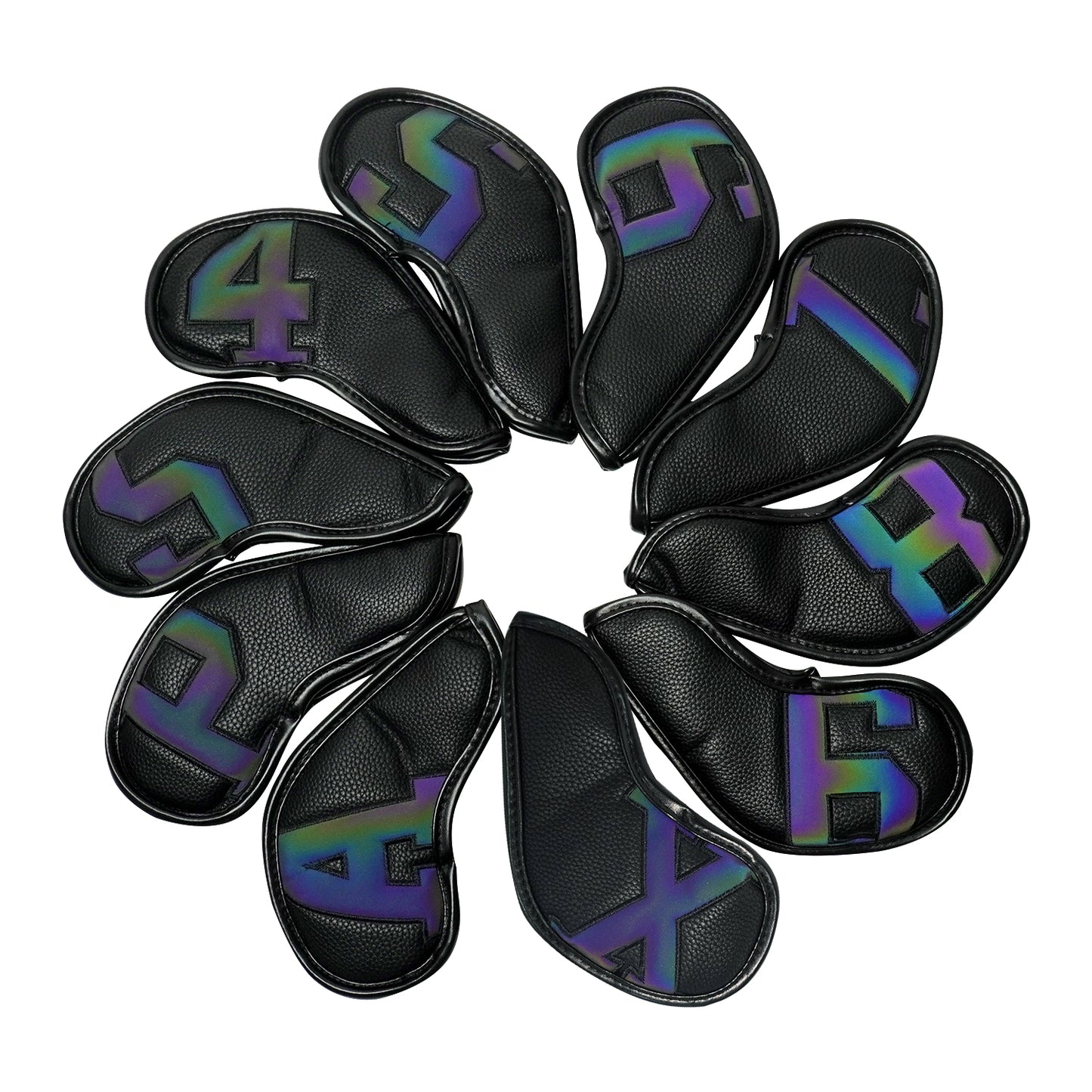 Golf Iron Head Covers With Magnetic Closure Gradient Black 10 Pcs Golf Accessorise FoneFunShop   