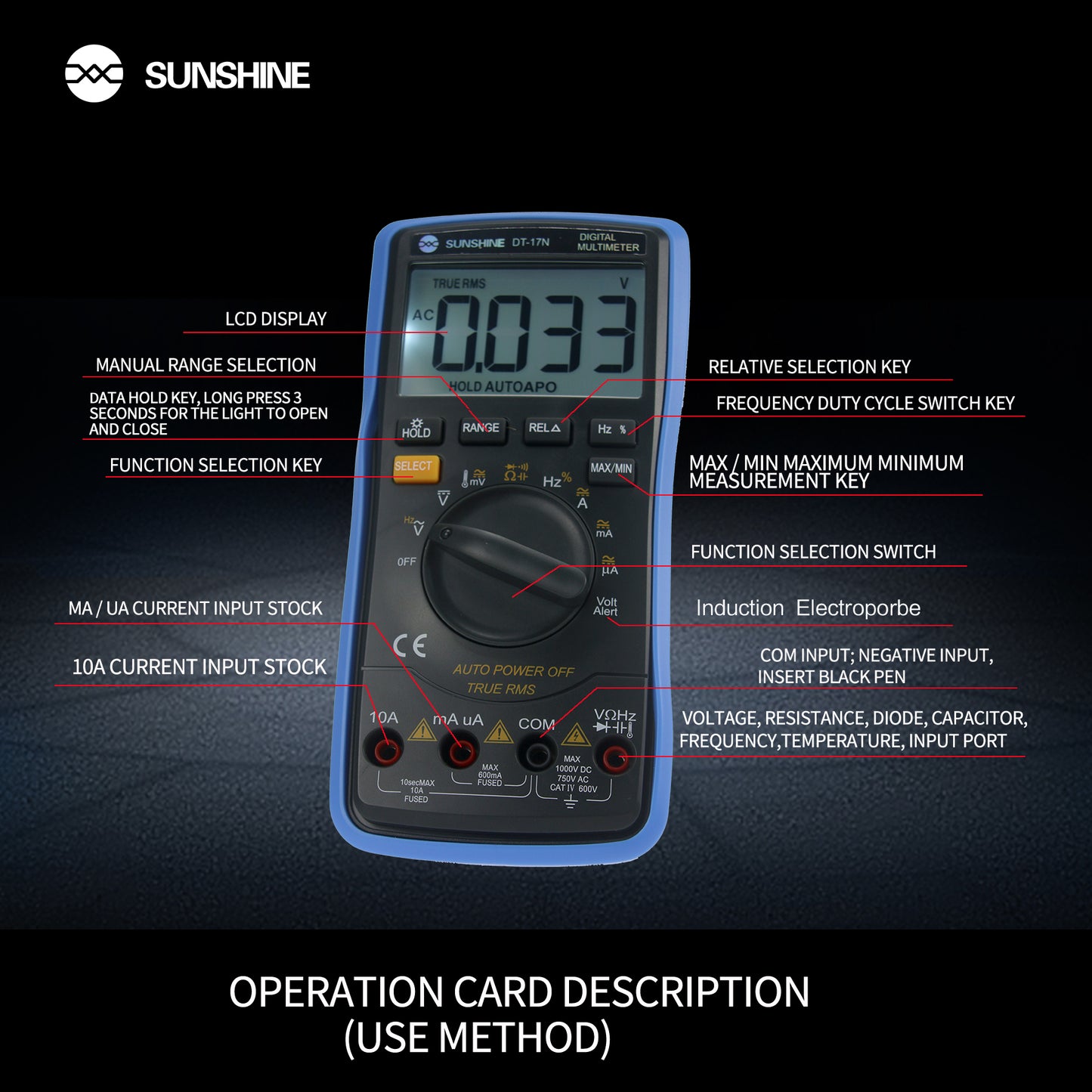 Sunshine DT17N Digital Multimeter For Phone Repair Digitizer FoneFunShop   