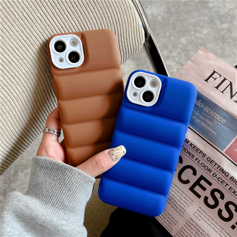 Case For iPhone 13 Black Puffer Down Jacket Case Cover FoneFunShop   