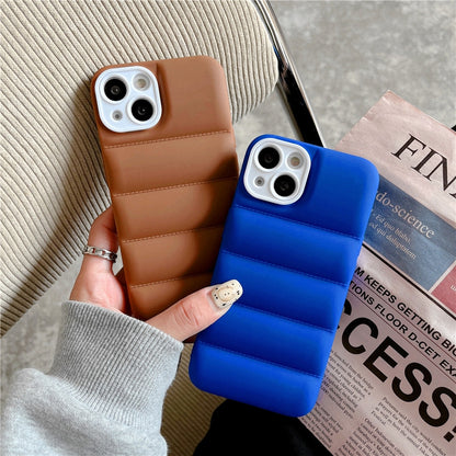 Case For iPhone 13 Black Puffer Down Jacket Case Cover FoneFunShop   