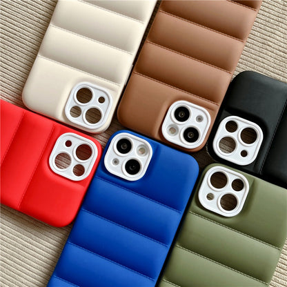 Case For iPhone 13 Blue Puffer Down Jacket Case Cover FoneFunShop   