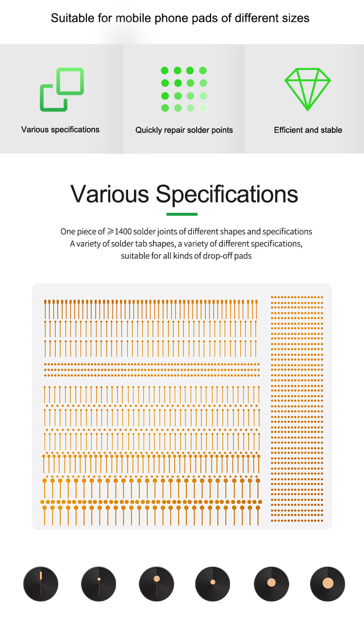 Relife 1440 Dot Repair IC Chip Solder Pads For Microsoldering Solder FoneFunShop   