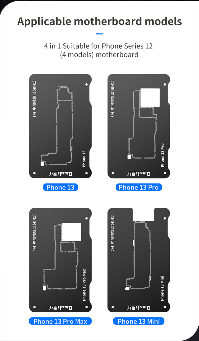 Reballing Platform For iPhone 13 series Qianli 4in1 Double Side For Middle Frame Qianli FoneFunShop   