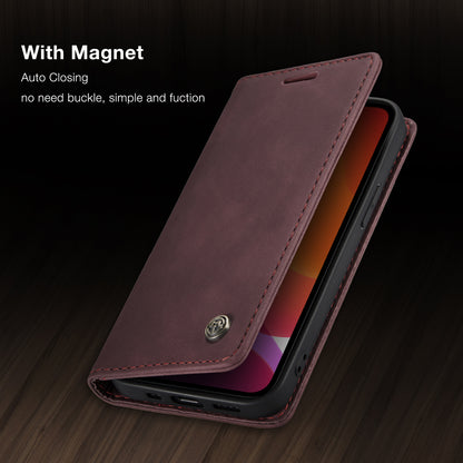 Flip Case For iPhone 13 Wallet in Burgundy Handmade Leather Magnetic Folio Flip Case Cover FoneFunShop   