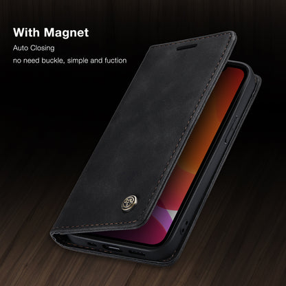 Flip Case For iPhone 13 Wallet in Black Handmade Leather Magnetic Folio Flip Case Cover FoneFunShop   