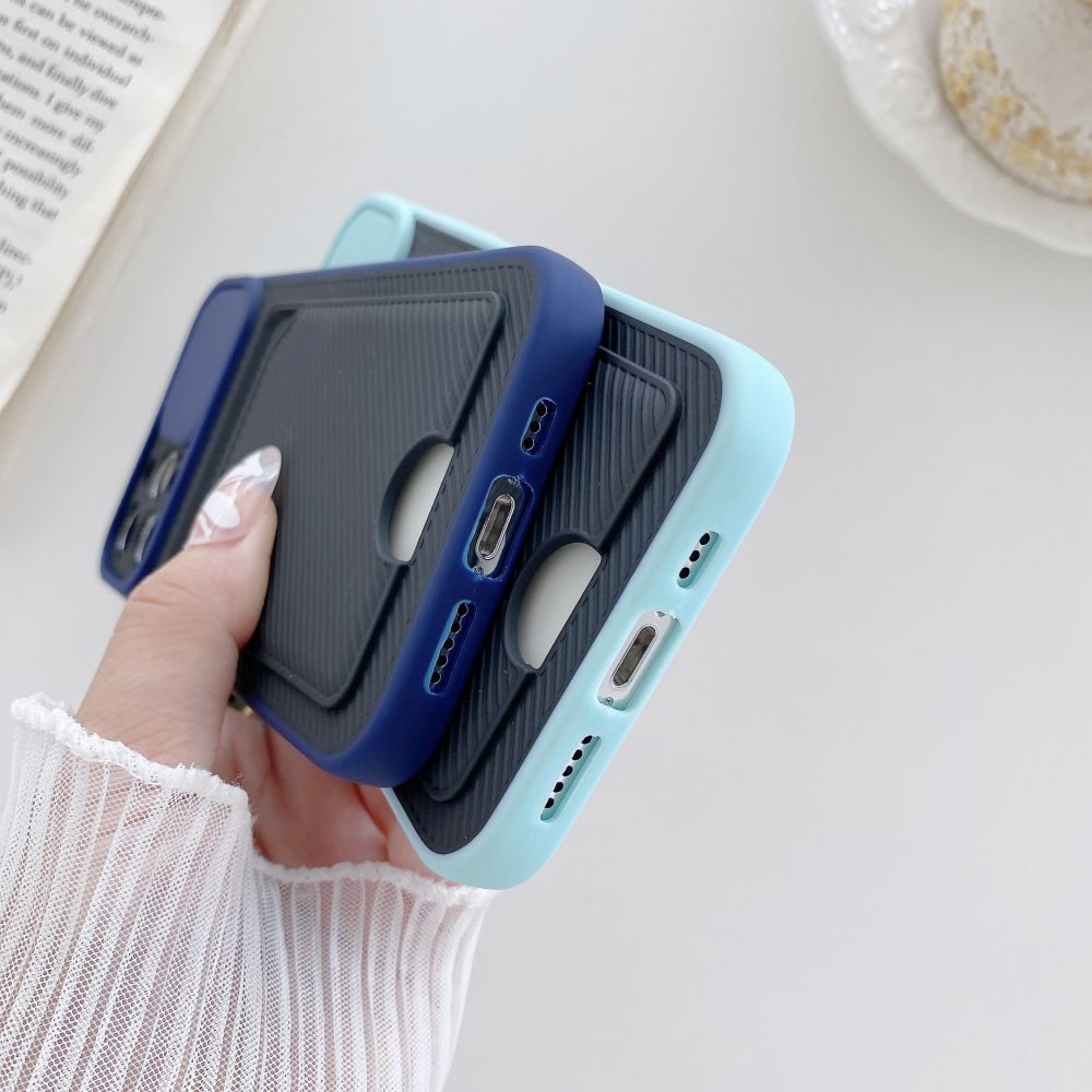 Case For iPhone XS Max in Blue Ultra thin Case with Card slot Camera shutter Case Cover FoneFunShop   