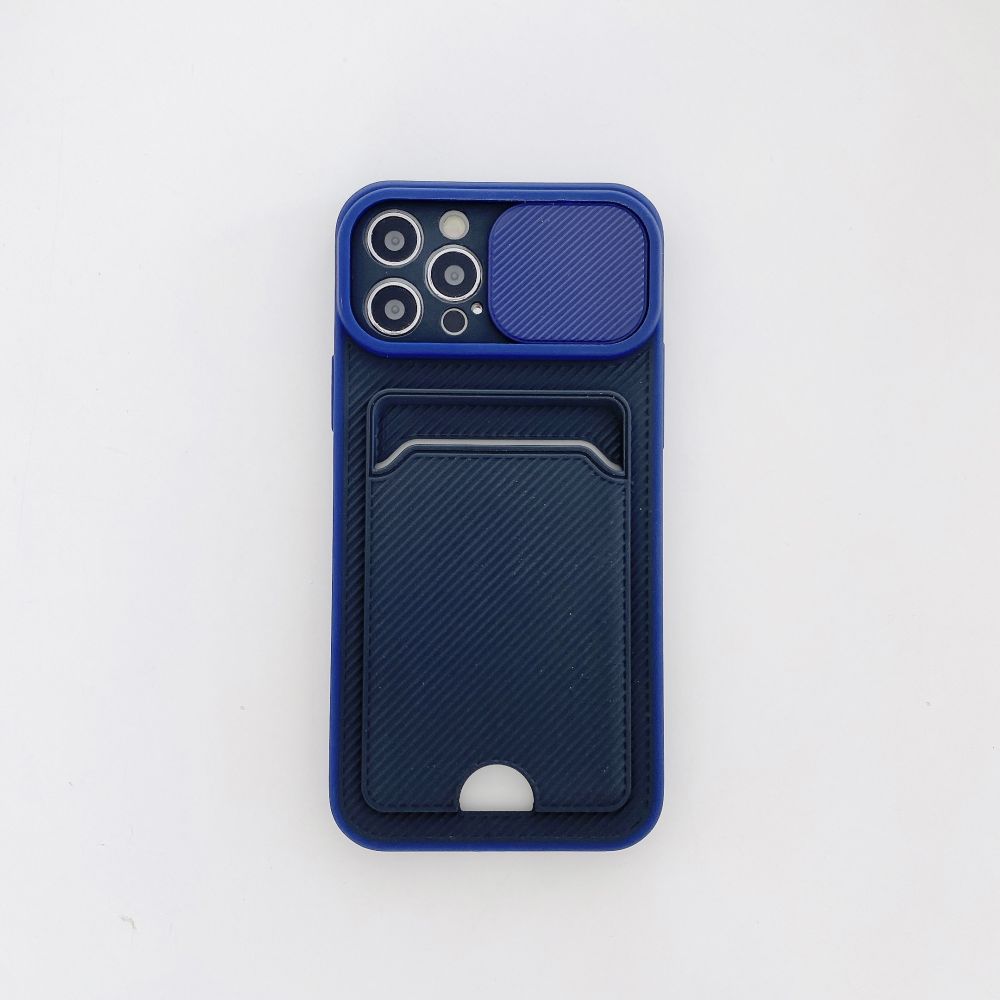 Case For iPhone XS Max in Blue Ultra thin Case with Card slot Camera shutter Case Cover FoneFunShop   