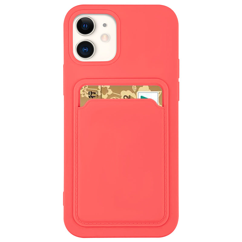 Case For iPhone 11 Pro Max With Silicone Card Holder Pink Citrus Case Cover FoneFunShop   