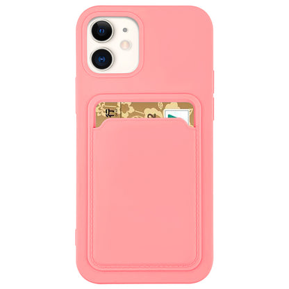 Case For iPhone 11 With Silicone Card Holder Pink Case Cover FoneFunShop   