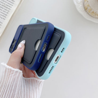 Case For iPhone 12 Pro Max in Blue Ultra thin Case with Card slot Camera shutter Case Cover FoneFunShop   