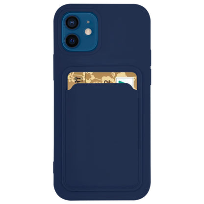 Case For iPhone 11 With Silicone Card Holder Navy Case Cover FoneFunShop   