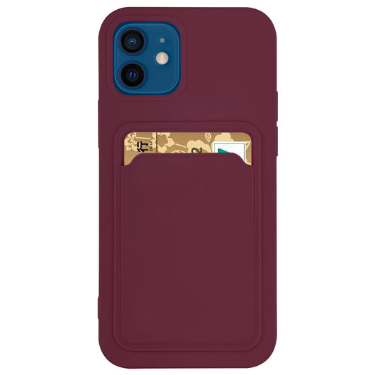 Case For iPhone 13 Mini With Silicone Card Holder Plum Case Cover FoneFunShop   