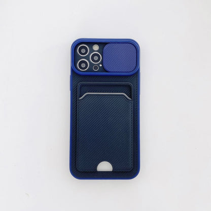 Case For iPhone 11 Pro in Blue Ultra thin Case with Card slot Camera shutter Case Cover FoneFunShop   