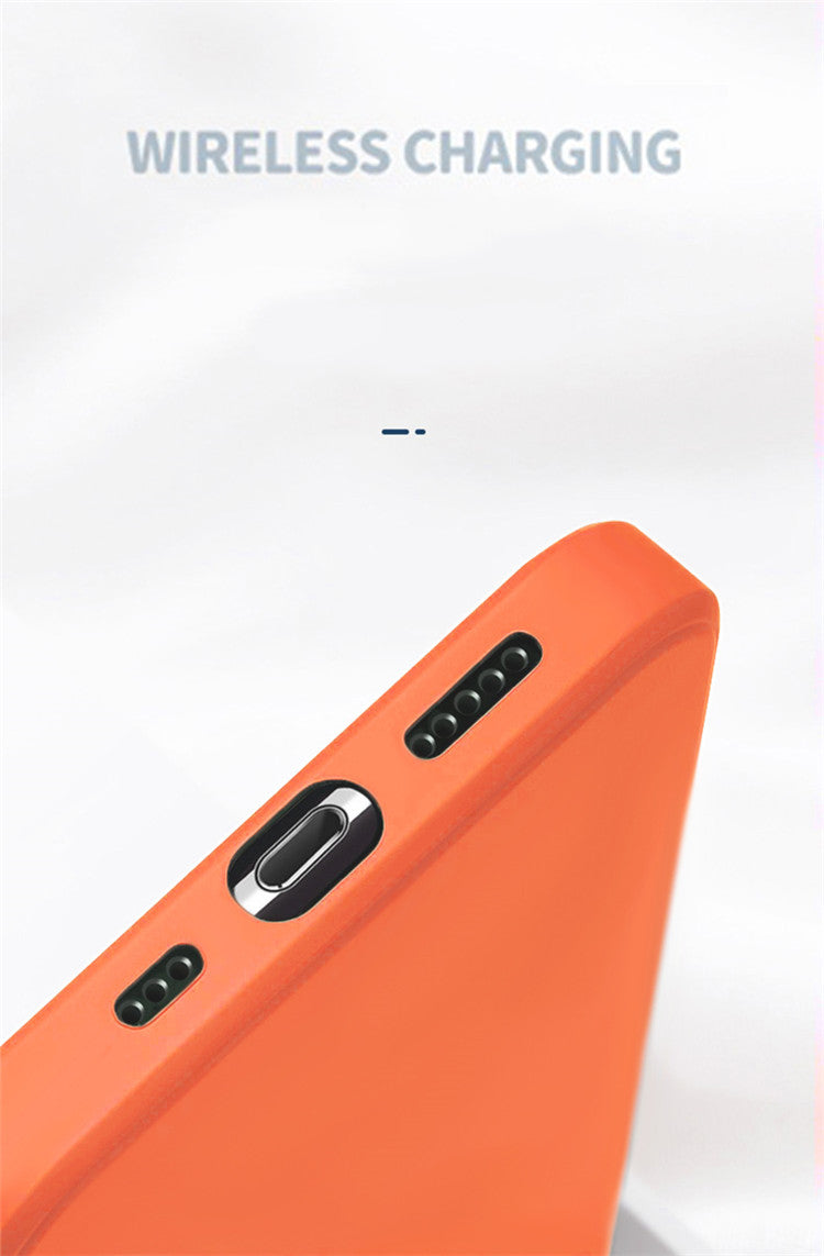 Case For iPhone 13 With Silicone Card Holder Orange Case Cover FoneFunShop   