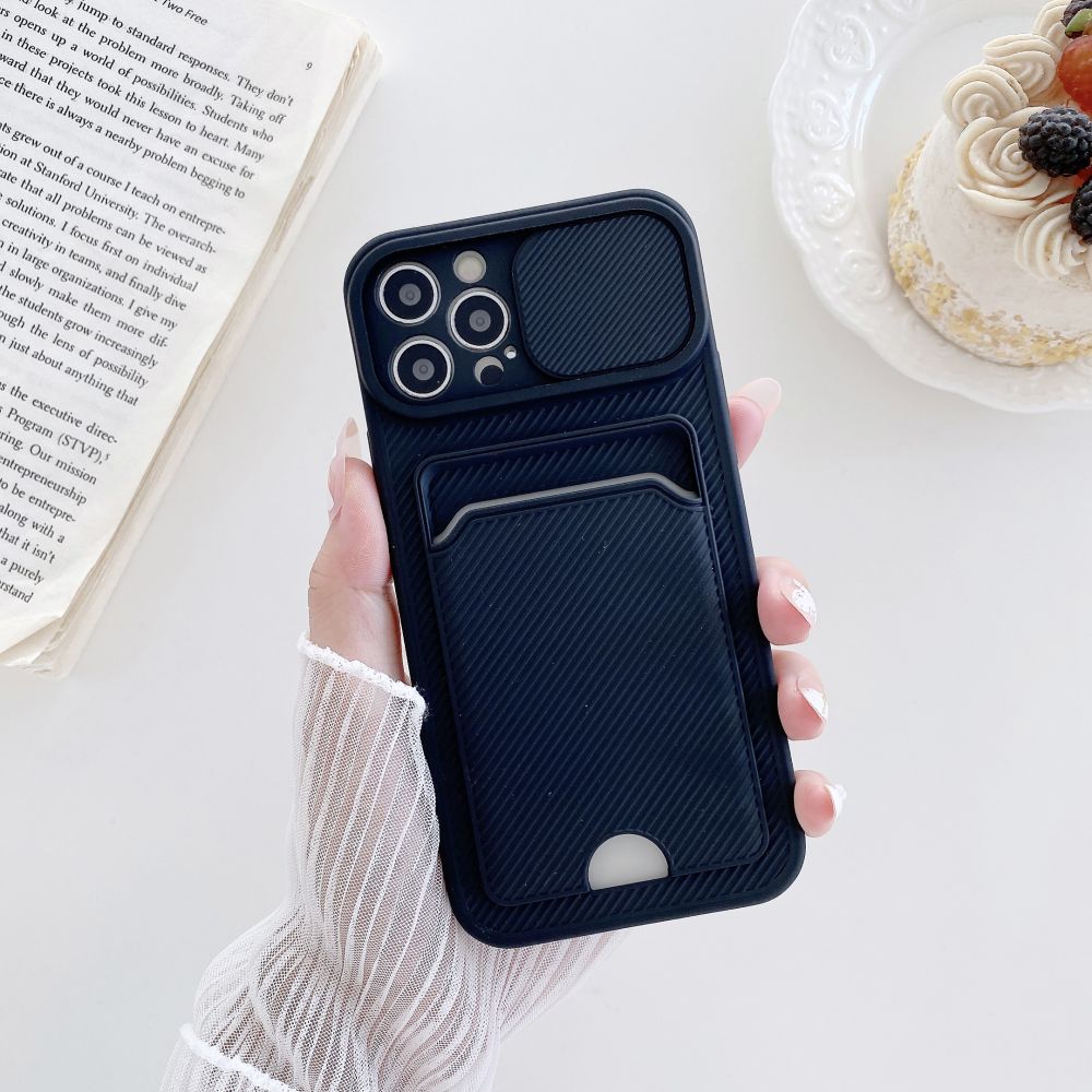 Case For iPhone 11 Pro Max in Black Ultra thin with Card slot Camera shutter Case Cover FoneFunShop   