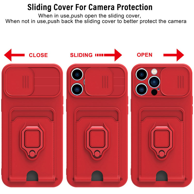 Case For iPhone 13 Pro Black with Magnetic Ring Holder Camera Shutter Case Cover FoneFunShop   